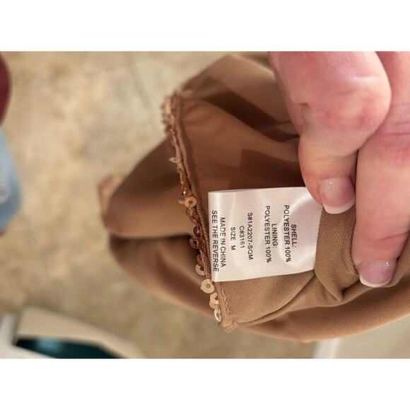 Casual Couture by Green Envelope Gold Sequin Peplum Blouse Medium 4-6 - Picture 4 of 5